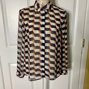 Forever 21 Chevron Print Button Down Blouse